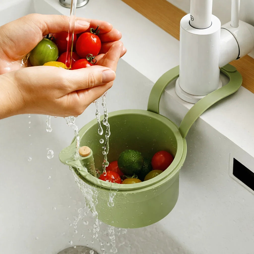 Hanging Drain Basket Two-Part Filter & One-Click Emptying