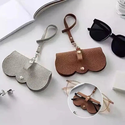 Glasses Case Faux Leather Compact Soft Lining Snap Closure