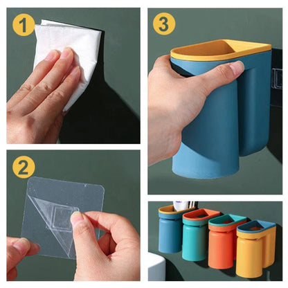 Toothbrush Holder No-Drill 3M Adhesive & Removable Cup