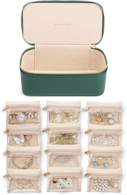 Jewelry Organizer Box Transparent Zipper Pouches Flannel-Lined