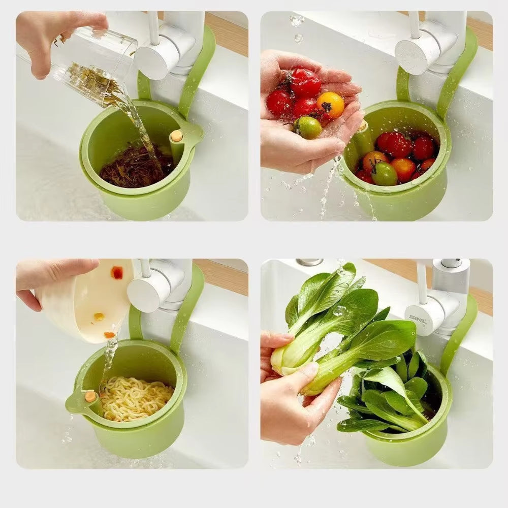 Hanging Drain Basket Two-Part Filter & One-Click Emptying