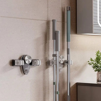 Broom & Mop Holder Self-Adhesive Suction Automatic Clamp