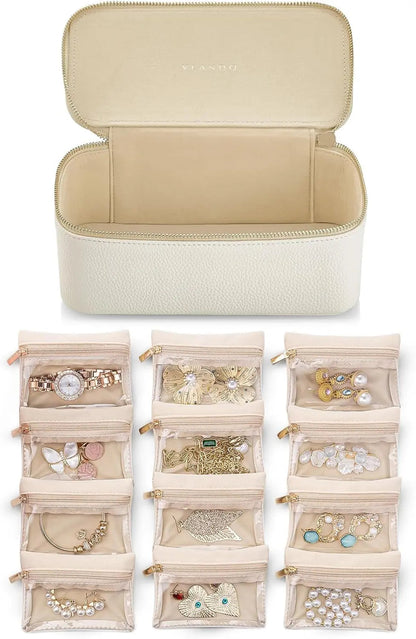 Jewelry Organizer Box Transparent Zipper Pouches Flannel-Lined