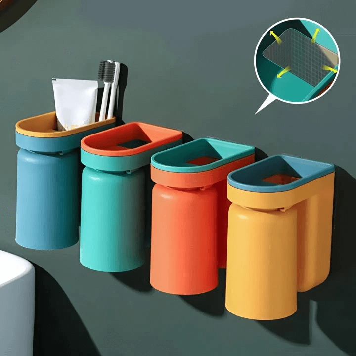 Toothbrush Holder No-Drill 3M Adhesive & Removable Cup