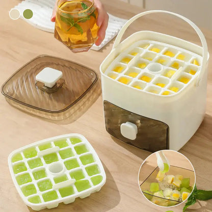 Ice Cube Tray Push-Button Release 48-Cube Dustproof Storage