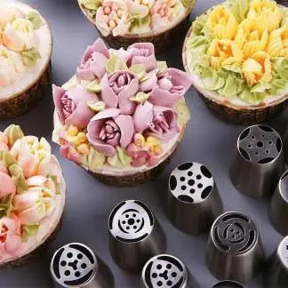 Cake Piping Tip Set Floral Nozzles Stainless Steel