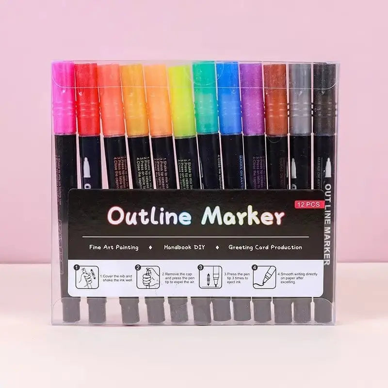 Metallic Marker Set Ergonomic Grip & Non-Toxic