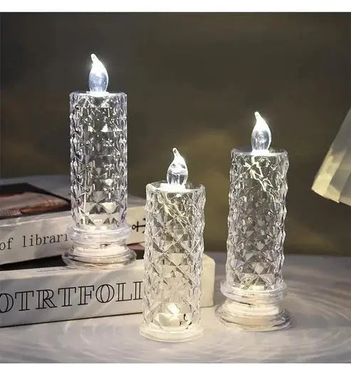 LED Candle Set Crystal-Like Warm White & Battery Operated