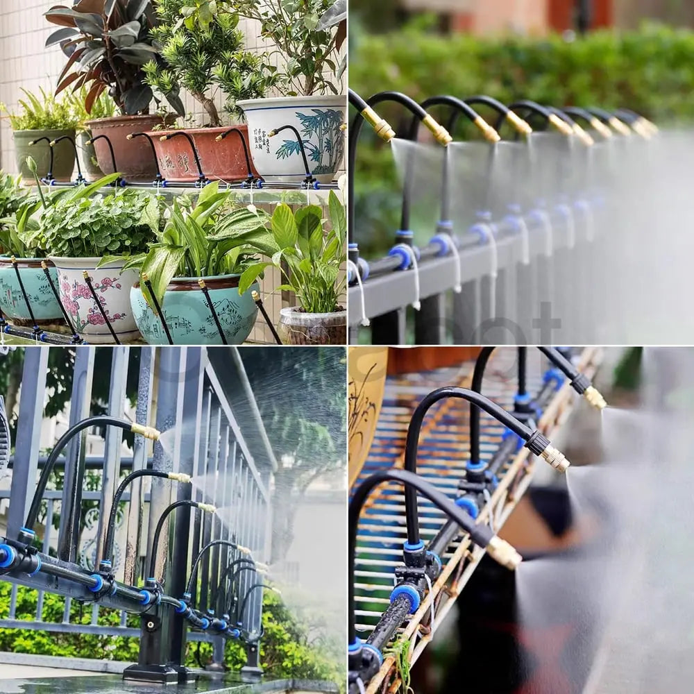 Garden Irrigation System 360° Adjustable Brass Nozzles Tool-Free Water-Saving