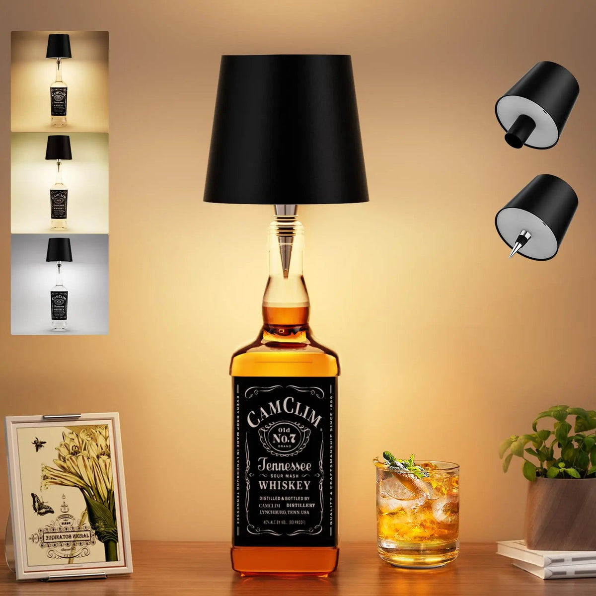 Bottle Lamp USB-Rechargeable Touch Dimmer Fits Most Necks