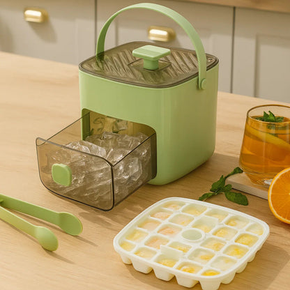 Ice Cube Tray Push-Button Release 48-Cube Dustproof Storage