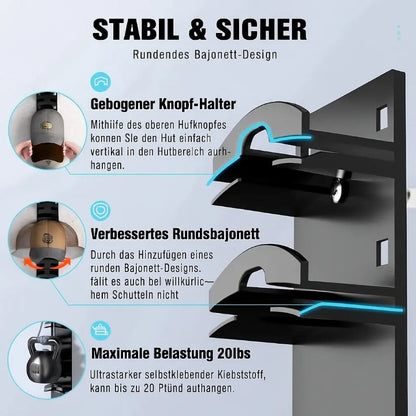 Cap Organizer Slim Wall Mount Holds 10 Caps