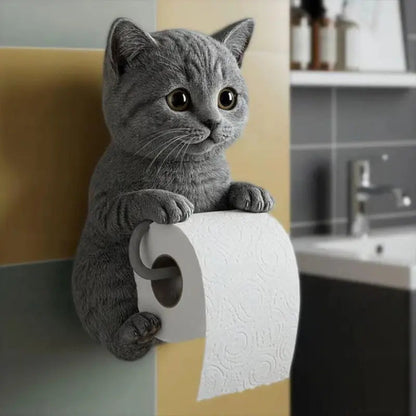 Toilet Paper Holder 3D Cat Design Resin Wall Mount