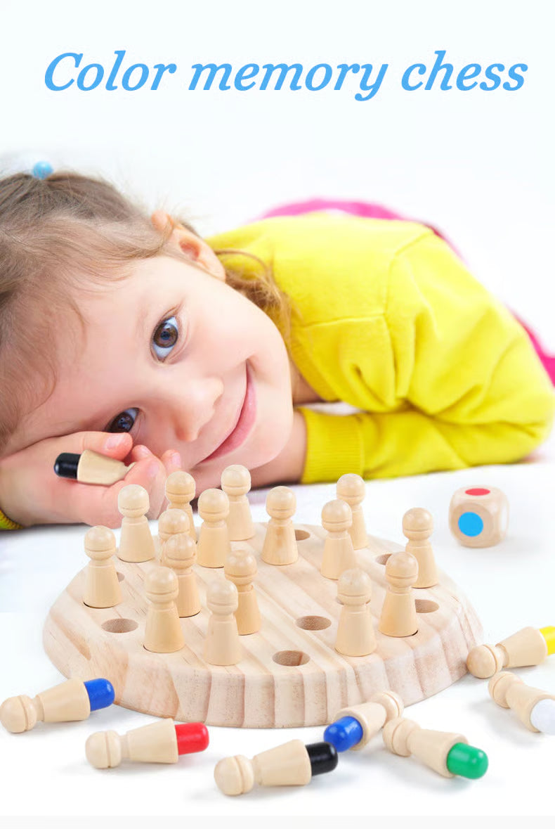 Kids Memory Game Handcrafted Wooden Non-Toxic Paint
