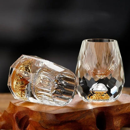 Shot Glasses Cut Crystal Diamond-Cut Set of 6
