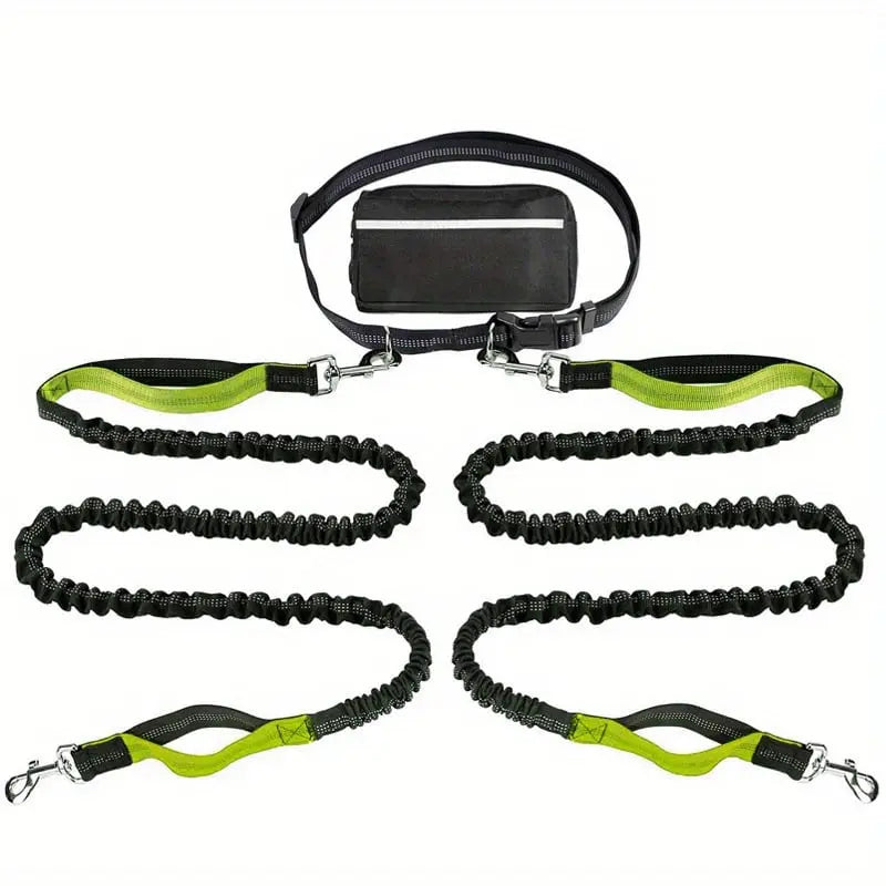 Hands-Free Dog Leash Shock-Absorbing Bungee & Zipper Pocket