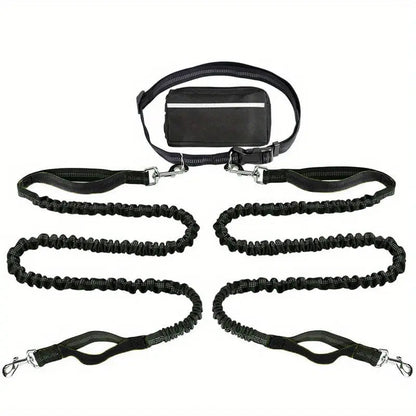 Hands-Free Dog Leash Shock-Absorbing Bungee & Zipper Pocket