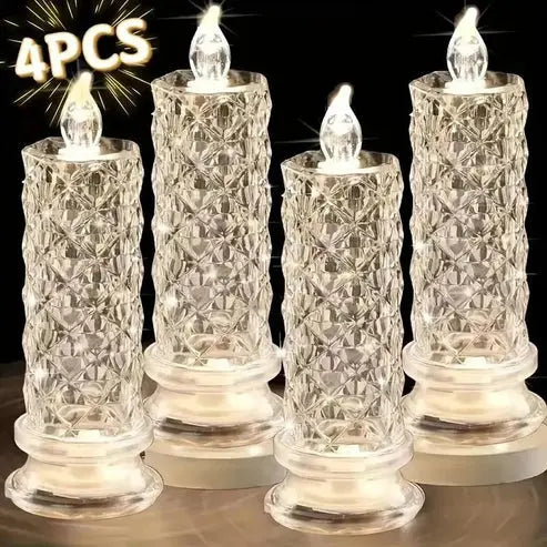 LED Candle Set Crystal-Like Warm White & Battery Operated