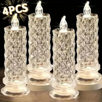 LED Candle Set Crystal-Like Warm White & Battery Operated