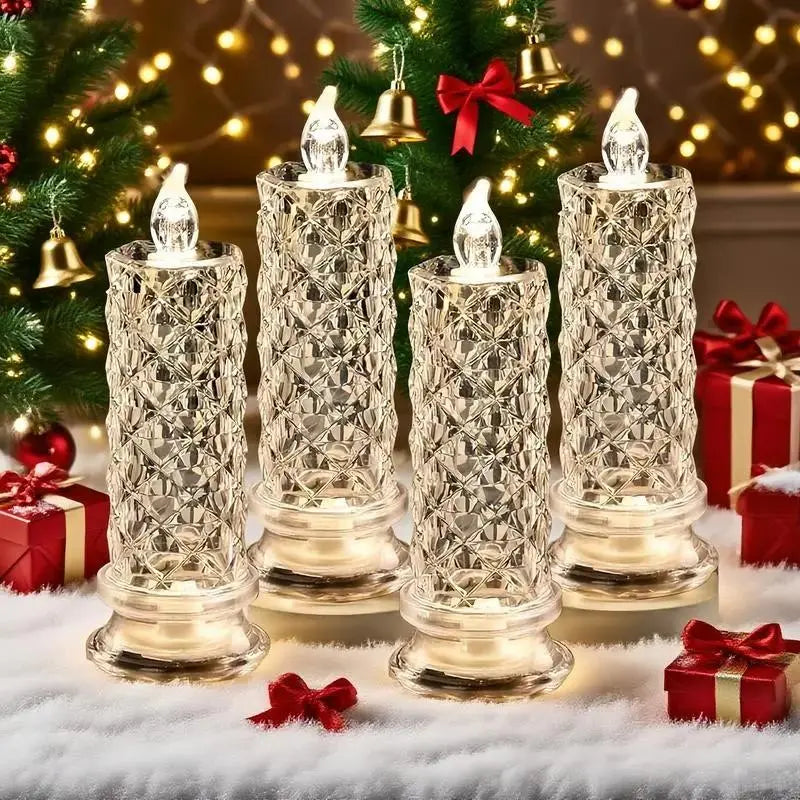 LED Candle Set Crystal-Like Warm White & Battery Operated