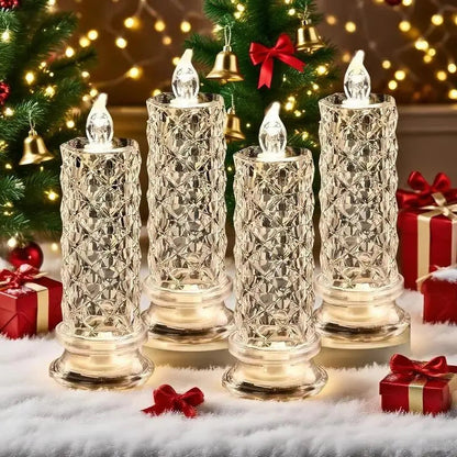 LED Candle Set Crystal-Like Warm White & Battery Operated