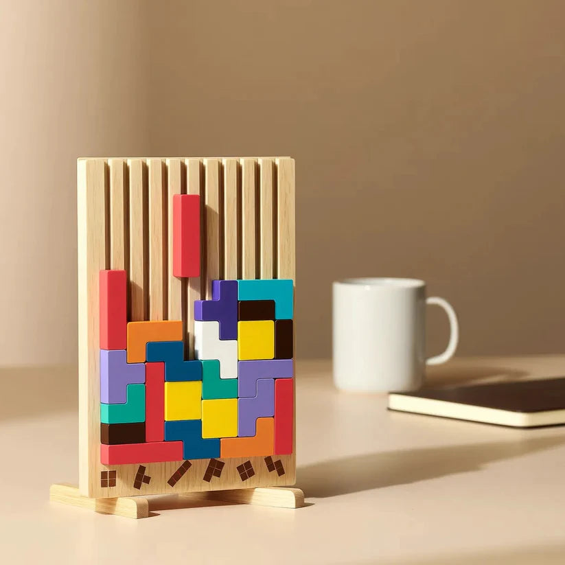 Puzzle Board Wooden Upright Stand 10 Pattern Cards