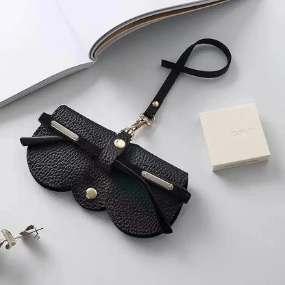 Glasses Case Faux Leather Compact Soft Lining Snap Closure