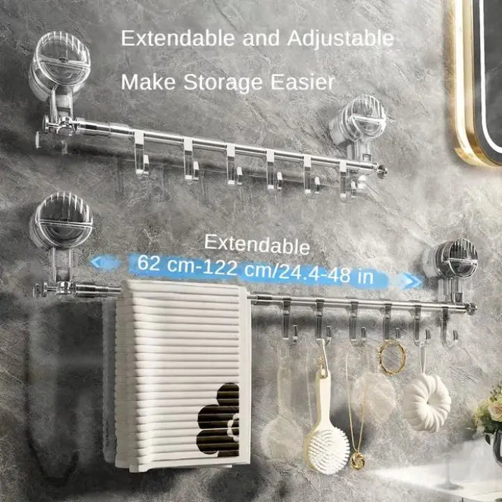 Towel Rack Telescopic Suction Cups & Stainless Steel