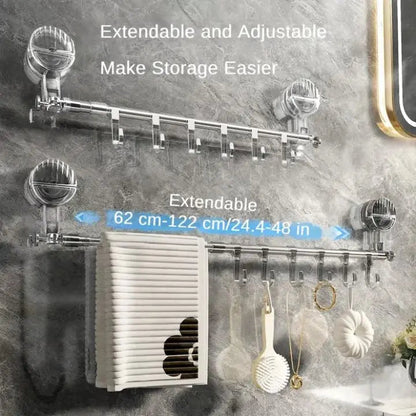 Towel Rack Telescopic Suction Cups & Stainless Steel