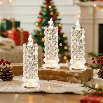 LED Candle Set Crystal-Like Warm White & Battery Operated