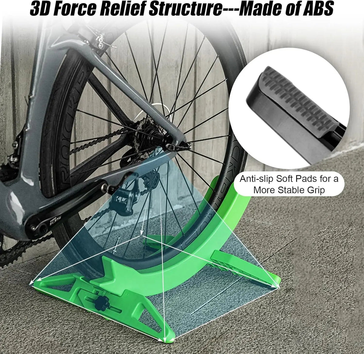 Indoor Bike Stand Adjustable Width Non-Slip Feet Tool-Free Assembly
