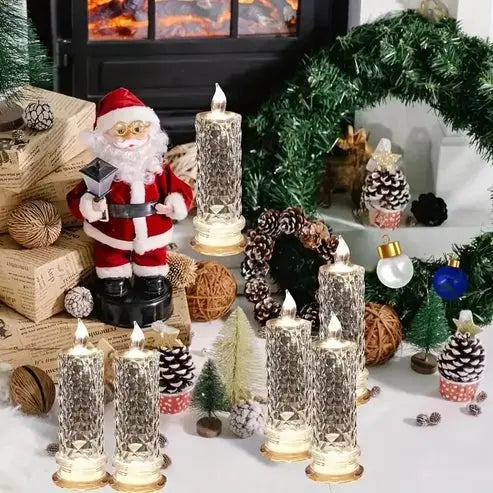 LED Candle Set Crystal-Like Warm White & Battery Operated