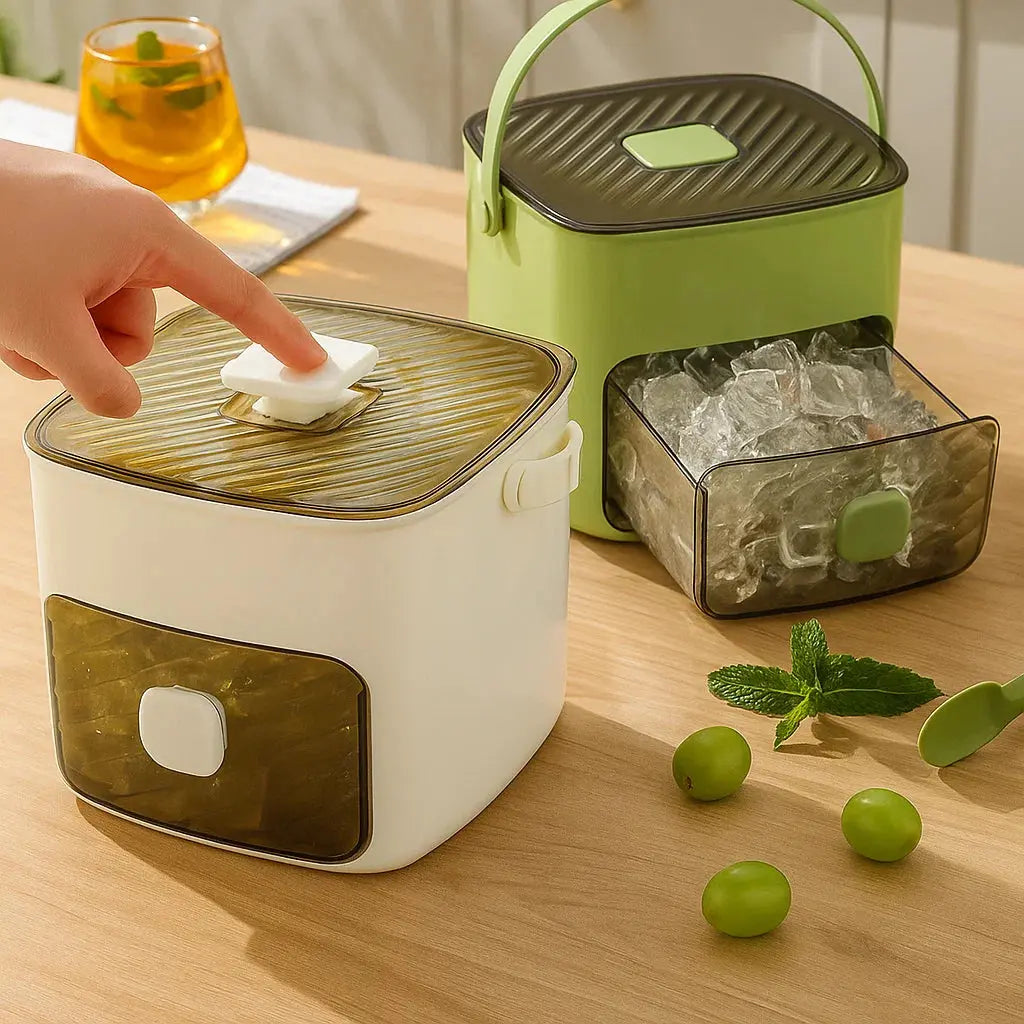 Ice Cube Tray Push-Button Release 48-Cube Dustproof Storage
