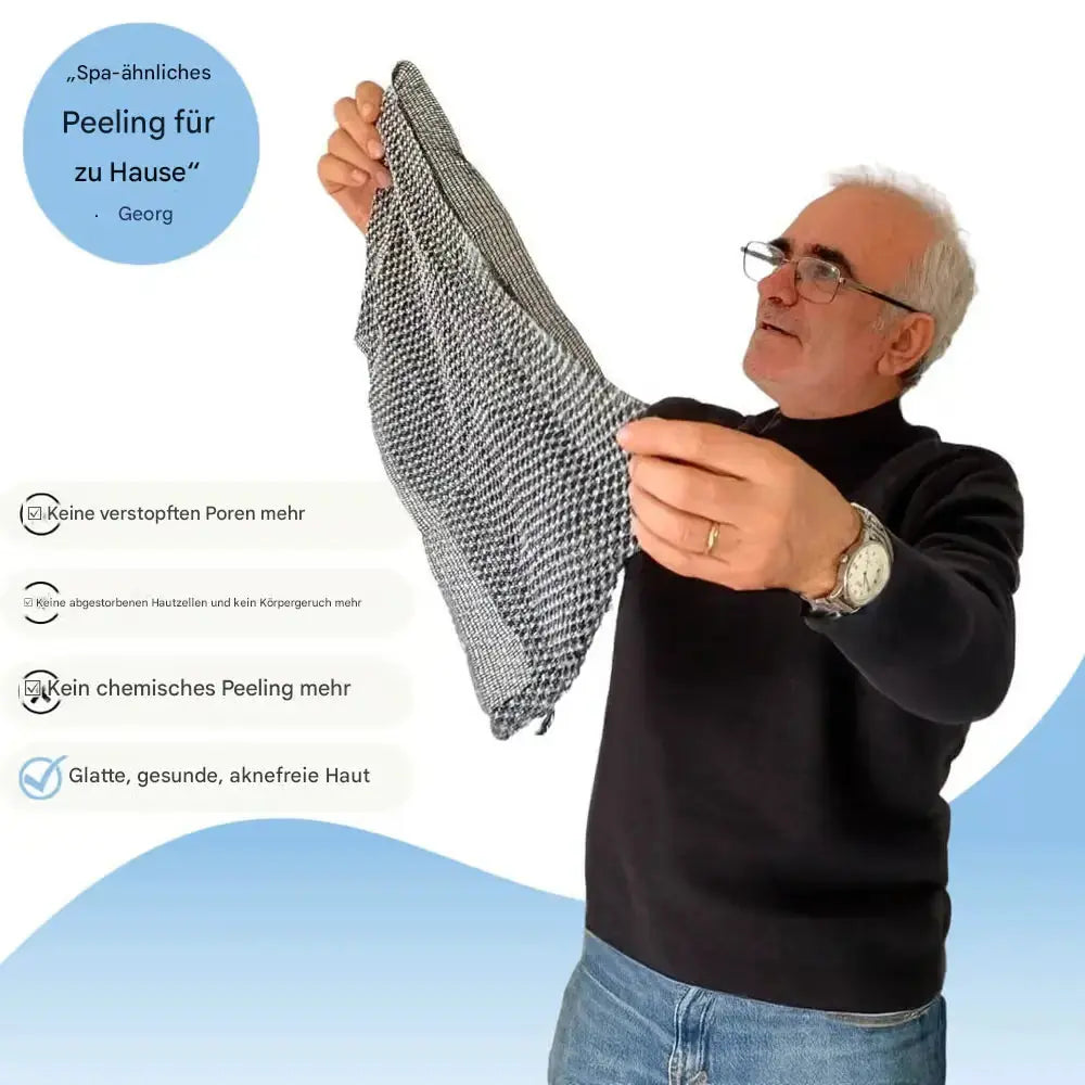 Exfoliating Bath Towel Dual-Texture Bamboo Charcoal & Silver Ions Extra-Long