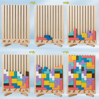 Puzzle Board Wooden Upright Stand 10 Pattern Cards