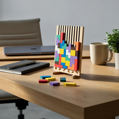 Puzzle Board Wooden Upright Stand 10 Pattern Cards
