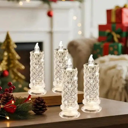 LED Candle Set Crystal-Like Warm White & Battery Operated