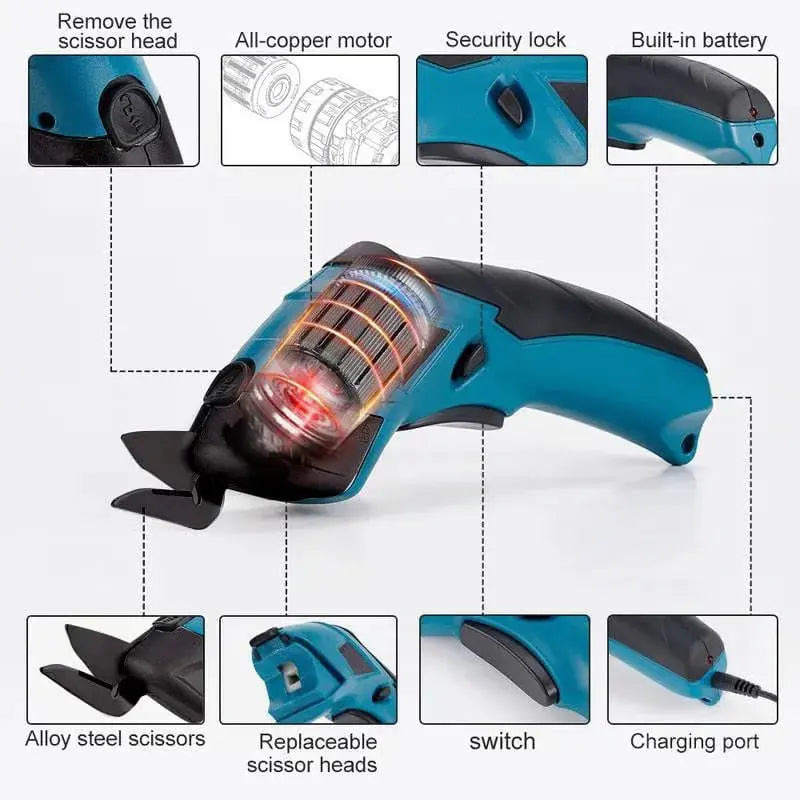 Scissors Cordless USB Rechargeable Precision Blades & Ergonomic Handle
