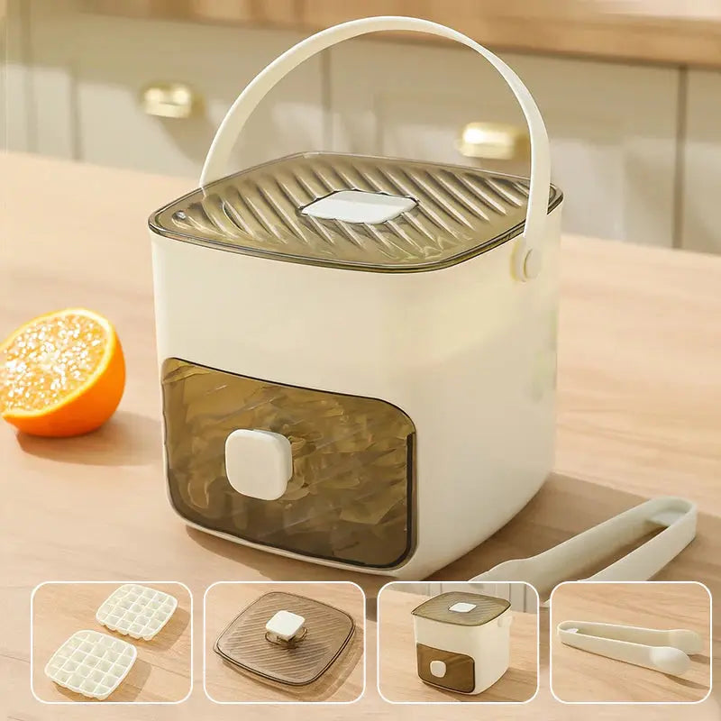 Ice Cube Tray Push-Button Release 48-Cube Dustproof Storage
