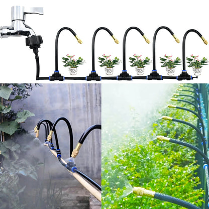 Garden Irrigation System 360° Adjustable Brass Nozzles Tool-Free Water-Saving