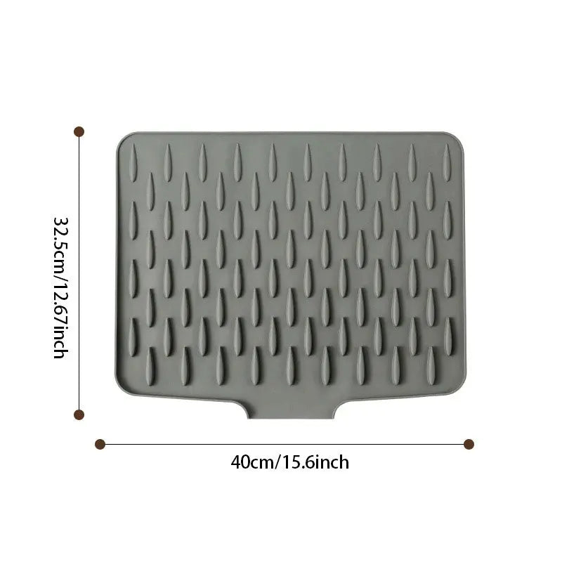 Dish Drying Mat Sloped Drain Heat-Resistant Silicone