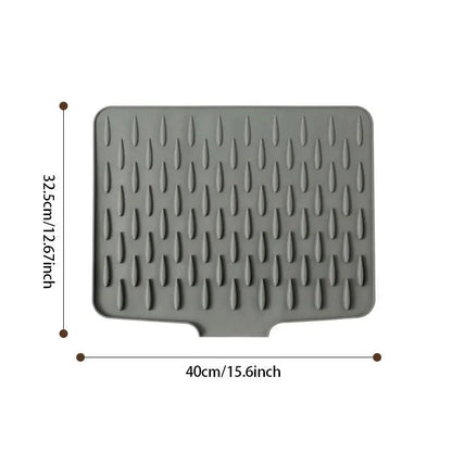 Dish Drying Mat Sloped Drain Heat-Resistant Silicone