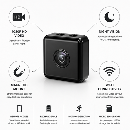 1080P Night Vision Magnetic Wi‑Fi Security Camera