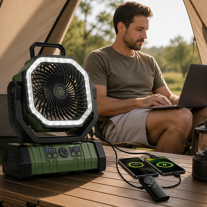 20,000mAh Dual-Mode LED Camping Fan (Remote Control)