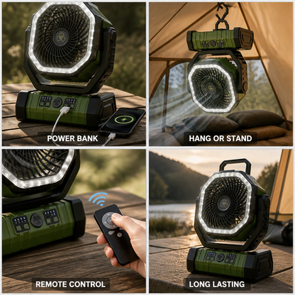 20,000mAh Dual-Mode LED Camping Fan (Remote Control)