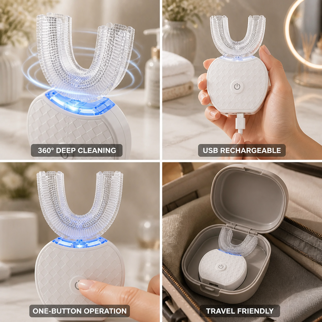 360° Ultrasonic U-Shaped Toothbrush (USB Rechargeable)