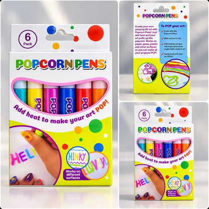 3D Art Pen Set Heat-Activated Raised Effect Six Colors
