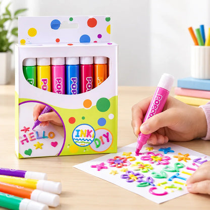3D Art Pen Set Heat-Activated Raised Effect Six Colors