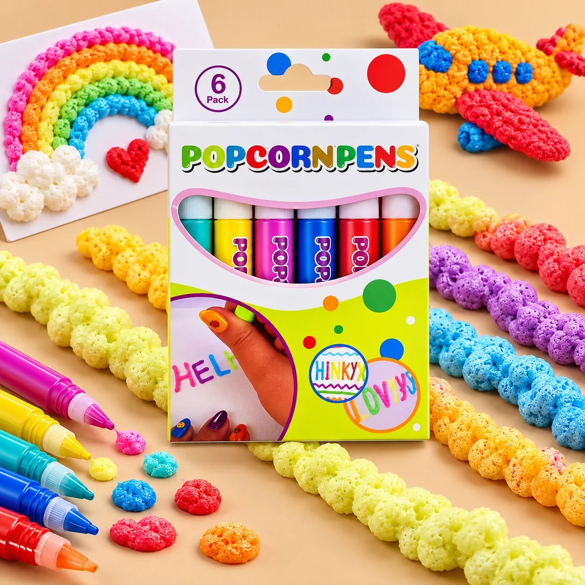 3D Art Pen Set Heat-Activated Raised Effect Six Colors