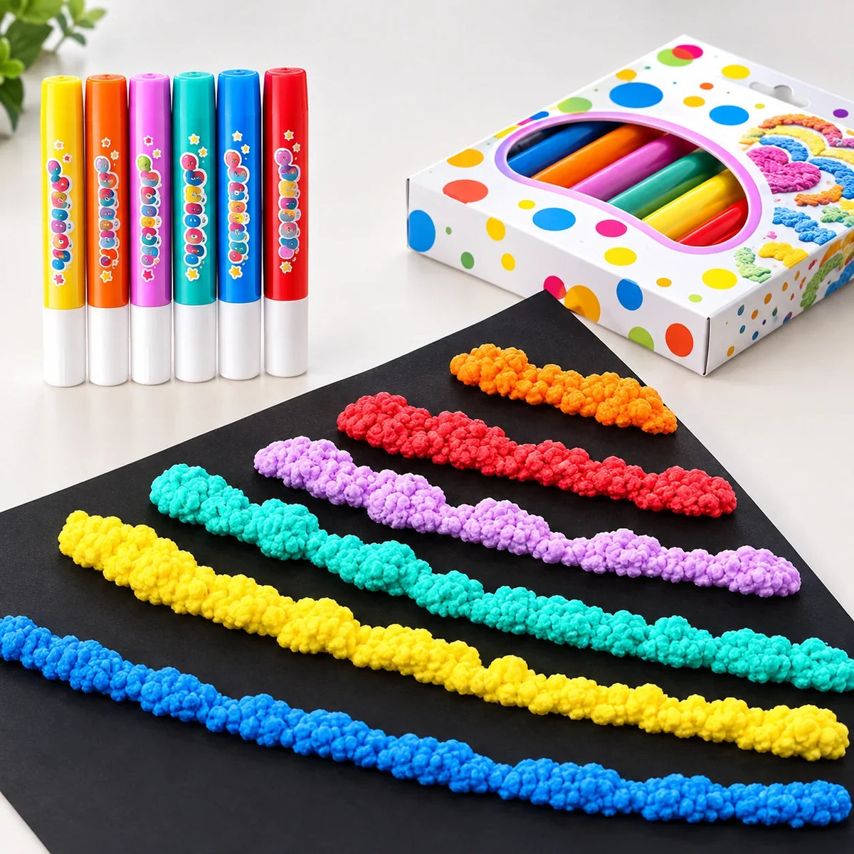 3D Art Pen Set Heat-Activated Raised Effect Six Colors